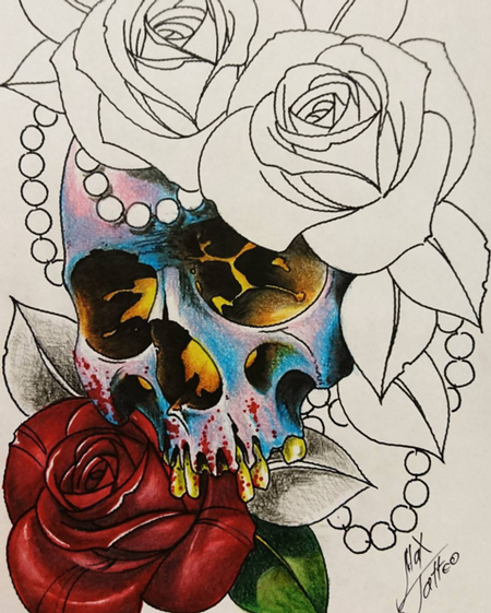 Tattoos - Skull and Roses - 114743